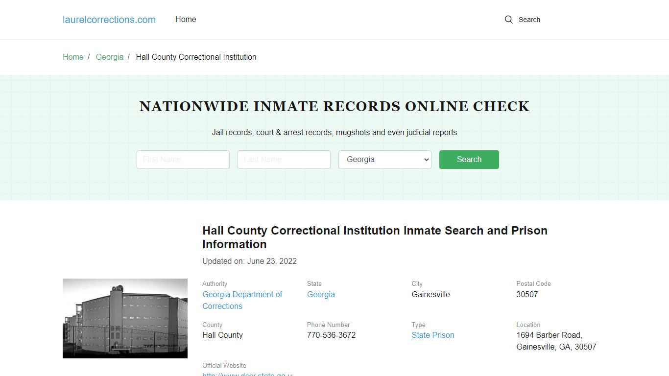 Hall County Correctional Institution Inmate Search, Visitation, Phone ...